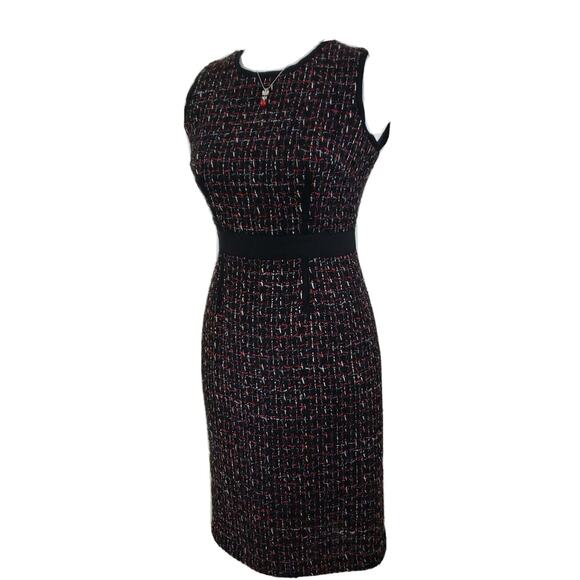 TALBOTS ~Woman Size 2Petite~ Black/Multi Color Wool Blend Dress Sleeveless Lined - Picture 10 of 12